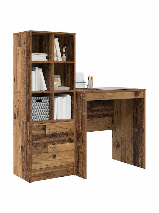 Schreibtisch Holz mit Bücherregal Old Wood 70x50x76cm