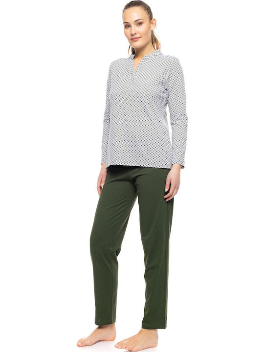 Pink Label Winter Damen Pyjama-Set Green