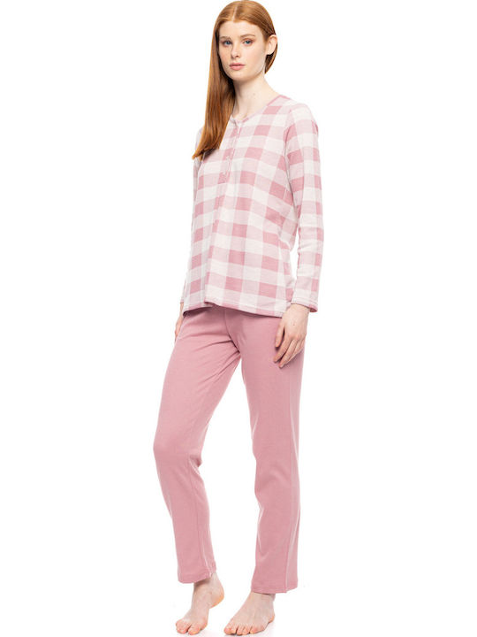 Pink Label Χειμερινό Γυναικείο Σετ Πιτζάμας Rose