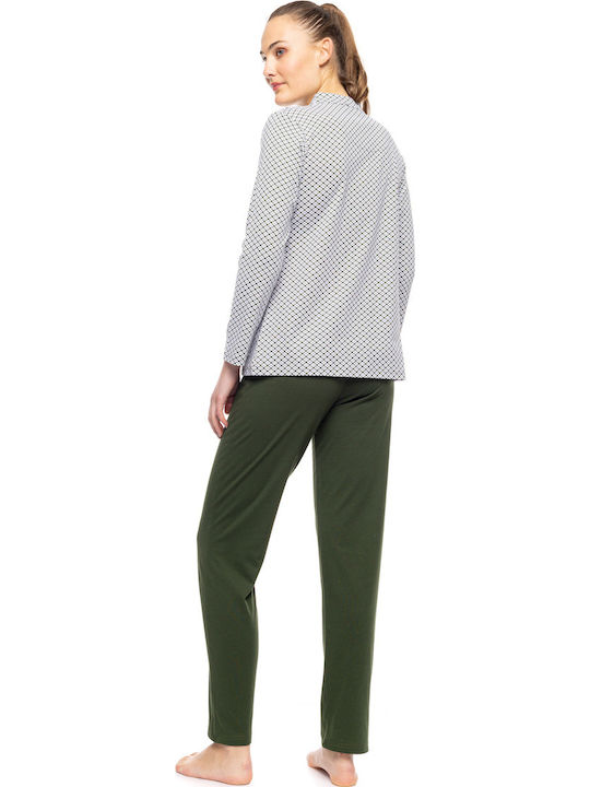 Pink Label Winter Damen Pyjama-Set Green