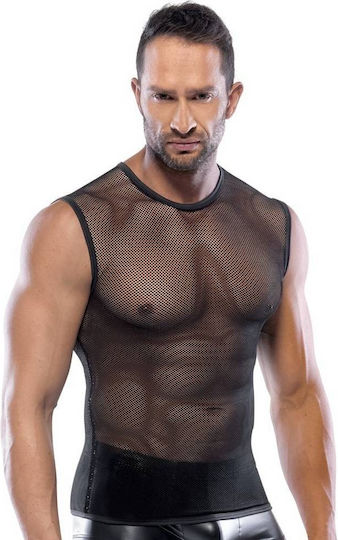 Svenjoyment Underwear Ημιδιαφανές Αμάνικο Sexy Ανδρικό Top Μαύρο