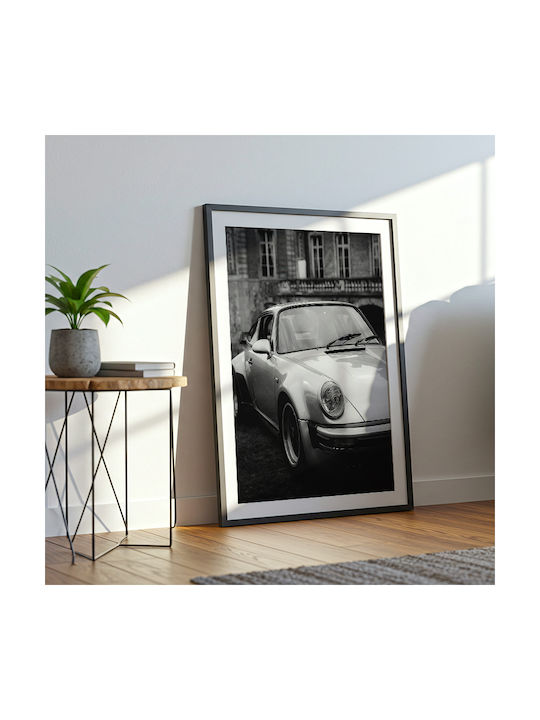 Poster Porsche 911 Turbo Cr055 30cm X 40cm Frame Natural Wooden Beige