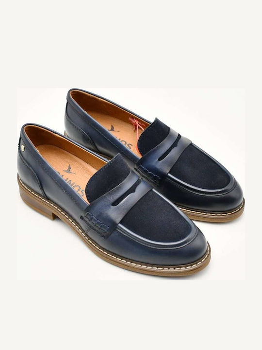 Leder Damen Loafers in Blau Farbe