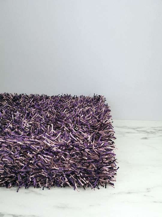 Χαλί Shaggy 160x230cm Λευκό-μωβ