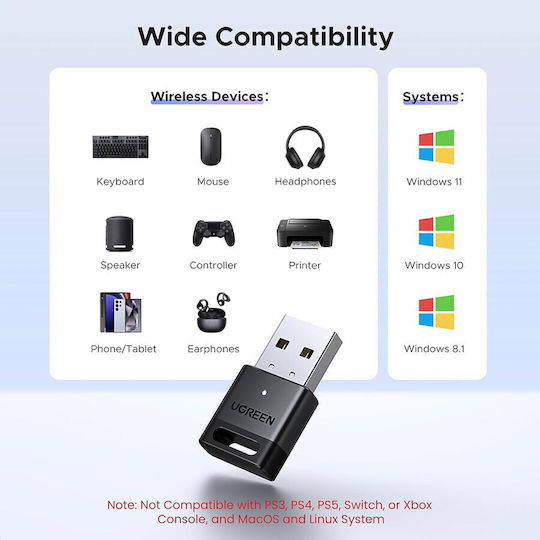 Usb Adapter Bt5.4 Plug & Play Ugreen Cm748 45134 Black