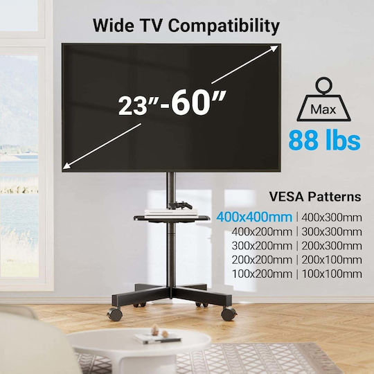 Wallex Prostand 60 WL140968 Βάση Τηλεόρασης Δαπέδου με Βραχίονα έως 60" και 25kg