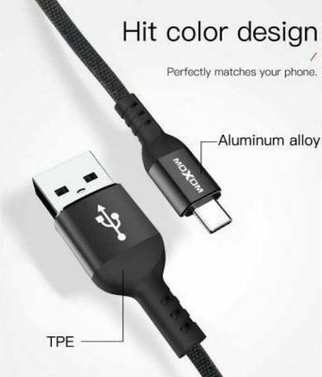 Moxom Braided USB 2.0 to micro USB Cable Ασημί 3m 6455 1τμχ