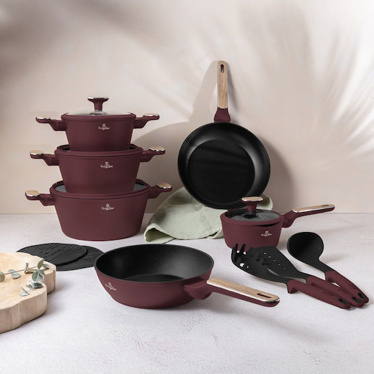 Berlinger Haus Leonardo Collection Set De Vase De Gătit Din Aluminiu Cu Acoperire Interioară Antiaderent 6 Piese