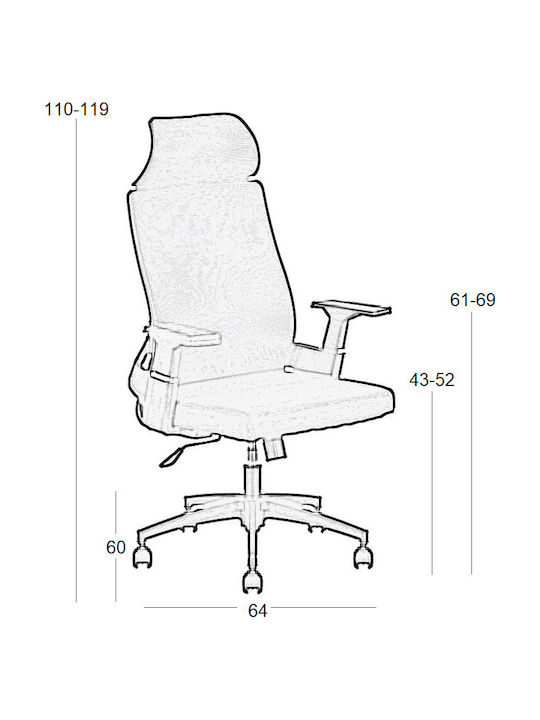 Zita Plus A9925 Καρέκλα Διευθυντική με Μπράτσα Μαυρo