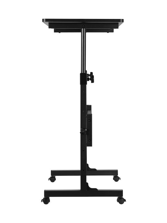 Desk Wooden Black with Metal Legs & Adjustable Height 80x40x111cm