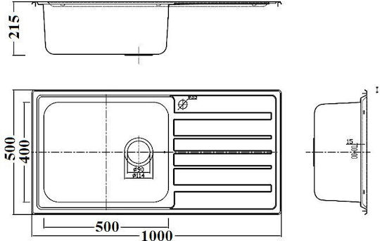 Karag BL 821 Ένθετος Inox Σατινέ Μ100xΠ50cm Ασημί