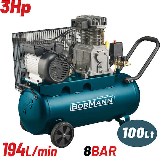 Bormann Bat5016 Cu o singură fază Compresor de aer cu Rezervor de aer 100lt 078036
