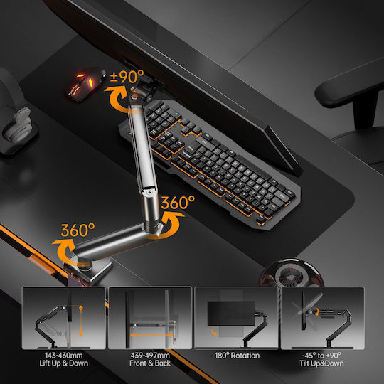 Anda Seat Βάση Γραφείου Οθόνης έως 32" με Βραχίονα (AD-W-A6D-1S-BB)