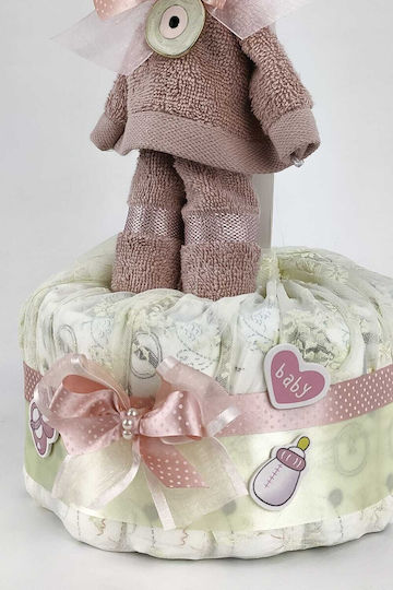 Dama Koupa Χειροποίητο Diaper Cake από Ξύλο για Κορίτσι