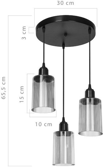 Pakketo PWL-1195 Κρεμαστό Φωτιστικό Μαύρο με Ντουί E27 30x30x80εκ.