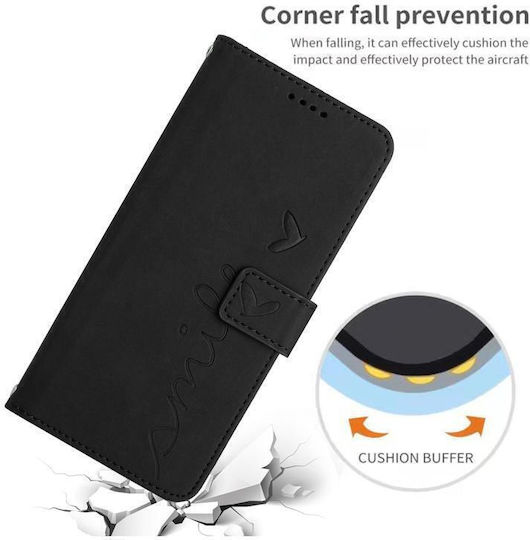 Embossed Heart Wallet Leather / Silicone Black (Galaxy A17)
