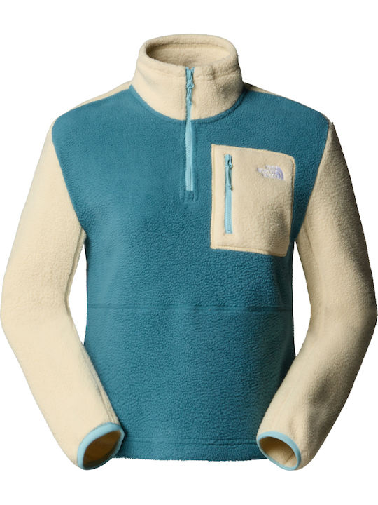 Χειμερινή Γυναικεία Fleece Μπλούζα Πεζοπορίας με Φερμουάρ Γκρι/μπλε