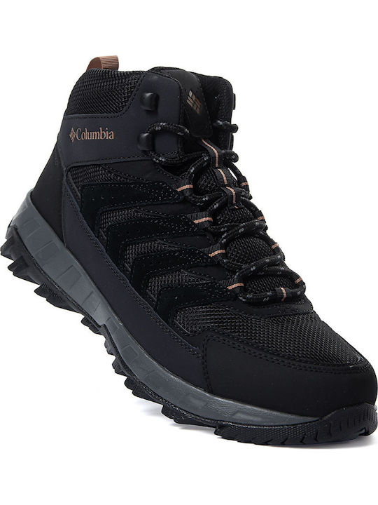 Columbia Strata Trail Mid Wp Ανδρικά Ορειβατικά Μποτάκια Αδιάβροχα Μαύρα