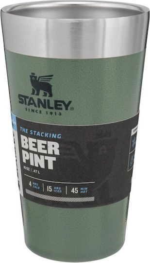 Stanley Stacking Glass Thermos Stainless Steel 470ml Hammertone Green
