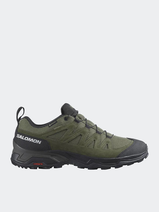 Salomon X Ward GTX Men's Waterproof Hiking Shoes with Gore-Tex Membrane Deep Lichen Green Black Olive Night