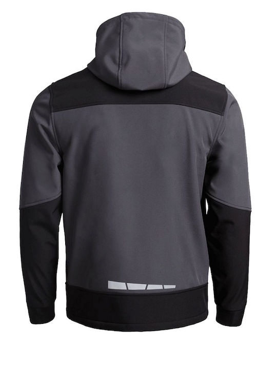 Stenso Rune Work Jacket Softshell with Fleece Lining and with Hood Gray
