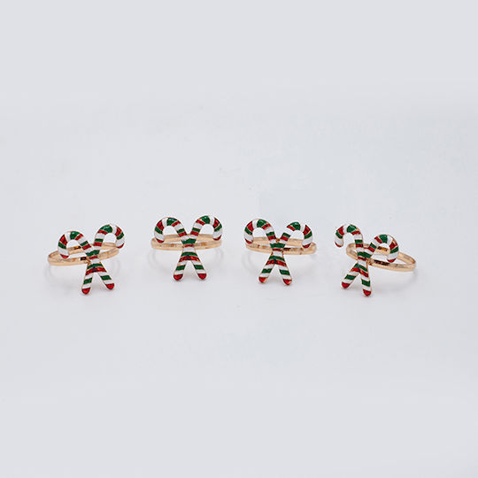 Eurolamp Set of Christmas Metal Candy Napkin Rings 4.5x3.5x3.2 cm 4 pcs
