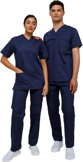 Ultima Unisex Light Blue Pants & Blouse Set Cotton and Polyester