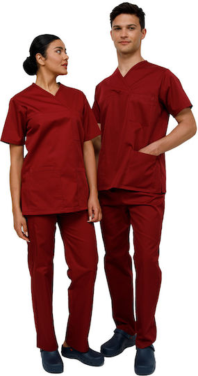 Ultima Unisex Σετ Ιατρικό Παντελόνι και Μπλούζα Φούξια από Βαμβάκι και Πολυεστέρα
