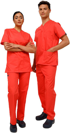 Ultima Unisex Σετ Ιατρικό Παντελόνι και Μπλούζα Φούξια από Βαμβάκι και Πολυεστέρα