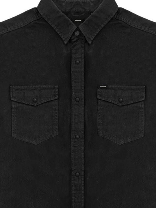 Cămașă cu Mânecă Lungă, Regular Fit, Off Black