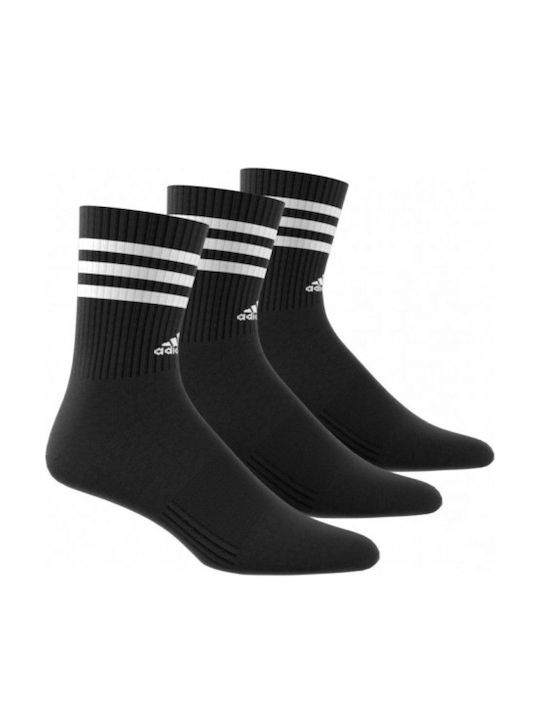 adidas Performance 3-Stripes Cushioned Athletic Socks BLACK-WHITE