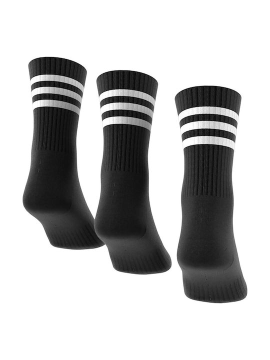 adidas Performance 3-Stripes Cushioned Athletic Socks BLACK-WHITE 3 Pairs
