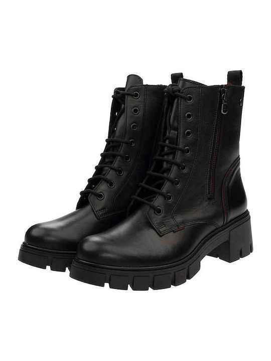 Leather Women's Ankle Boots with Medium Heel Black
