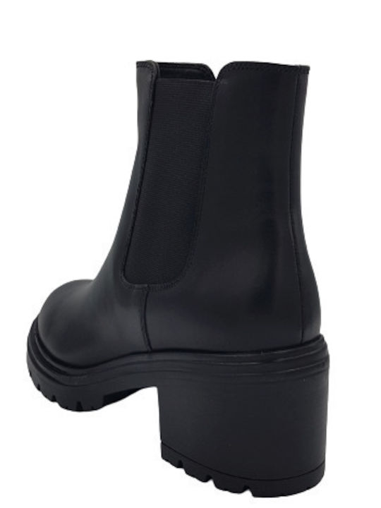 Damiana E Leather Women's Chelsea Boots with Medium Heel Black