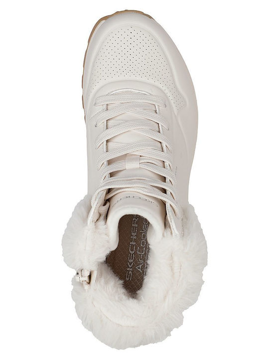 Uno Rugged Women's Ankle Boots with Fur Beige