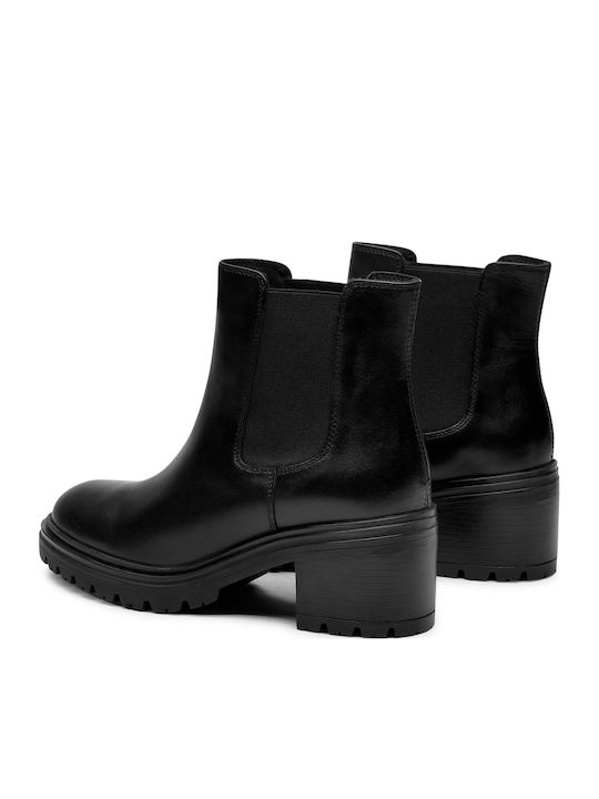 Damiana E Leather Women's Chelsea Boots with Medium Heel Black