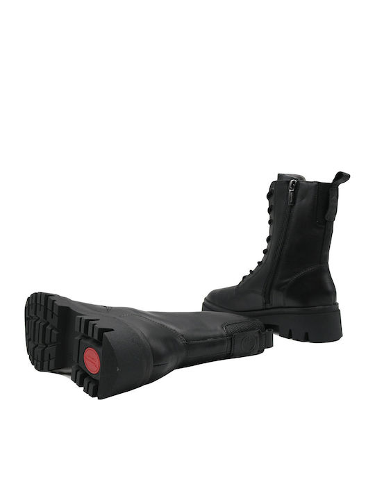 Leder Stiefeletten Damen Schwarz