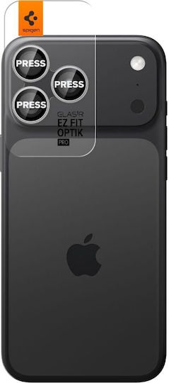 Spigen Optik Pro EZ Fit Протектор за камера Закалено стъкло Сребрист за iPhone 17, 16, 15, 14 Pro/Pro Max