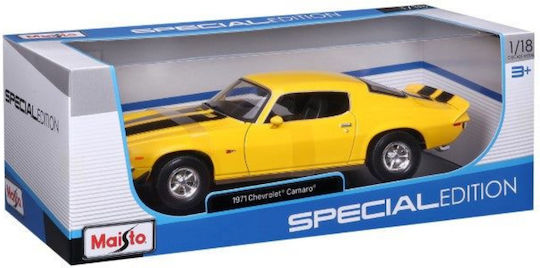 Mounted Miniatures 1971 Chevrolet Camaro Chevy Yellow 1/18 Maisto