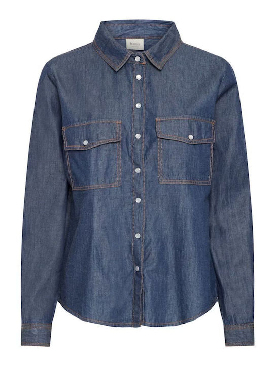 Women's Denim Long Sleeve Shirt Blue Denim