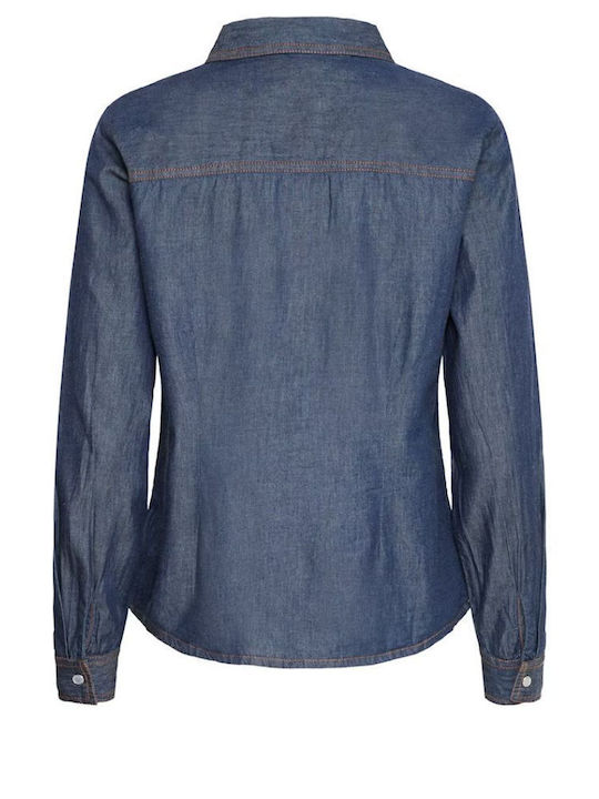 Women's Denim Long Sleeve Shirt Blue Denim