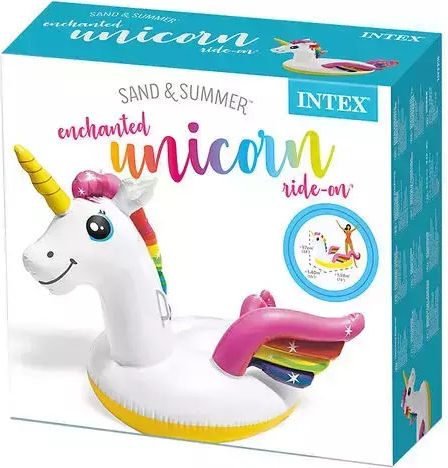 Intex Unicorn Inflatable Ride On for Sea Unicorn with Handles White 210x140cm