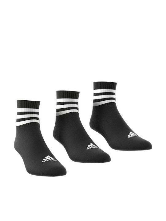 adidas 3-Stripes Cushioned Αθλητικές Κάλτσες Μαύρες 3 Ζεύγη
