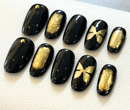 Nailvana Tipsuri Unghii False Handmade Fluturi Aurii Press-on Mărime S M