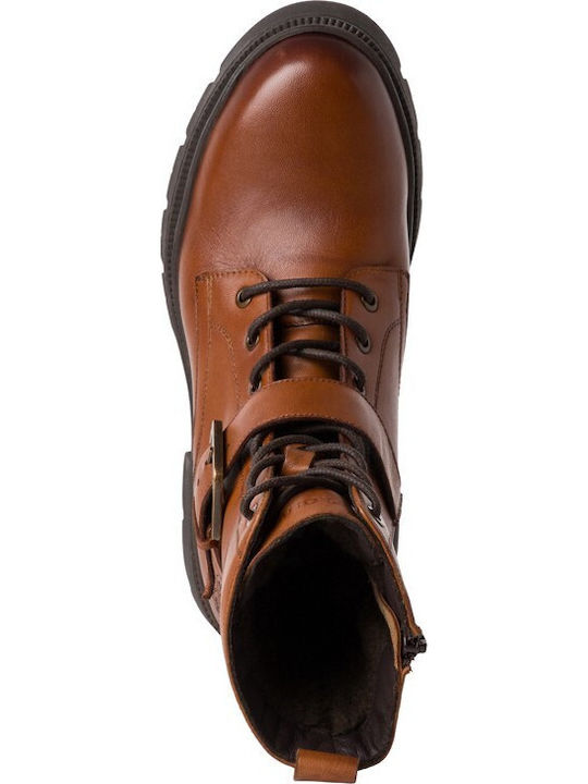 Leder Stiefeletten Damen Tabac Braun