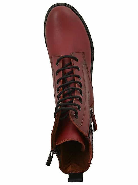 Leather Women's Ankle Boots Burgundy