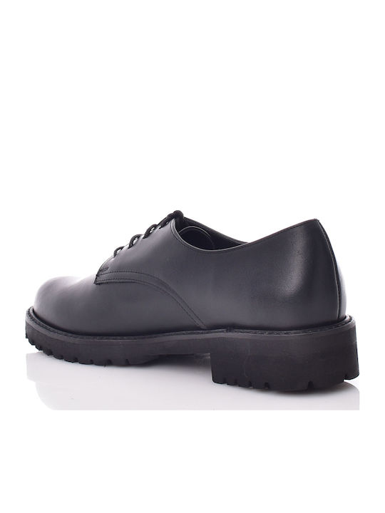 Δερμάτινα Γυναικεία Oxfords σε Μαύρο Χρώμα