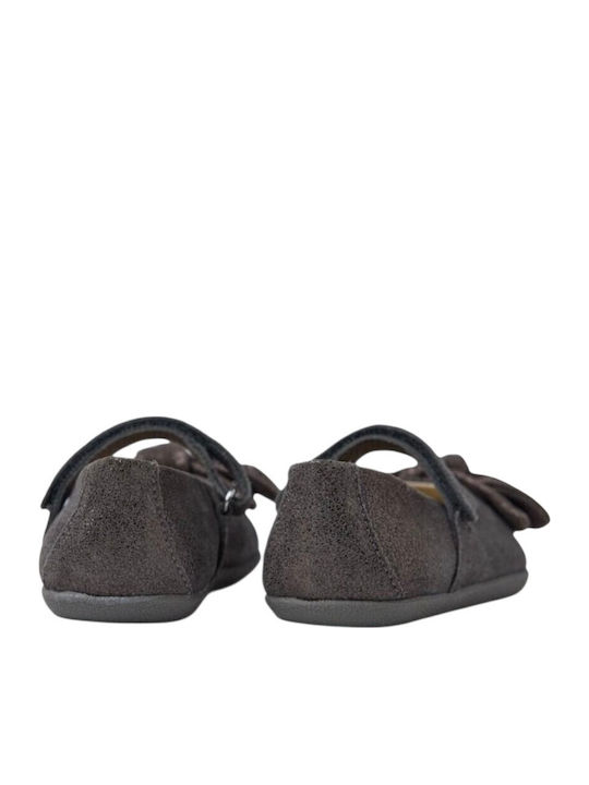 Kids Anatomic Suede Ballerinas with Hoop & Loop Closure Gray