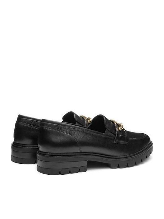 Leder Damen Mokassins in Schwarz Farbe