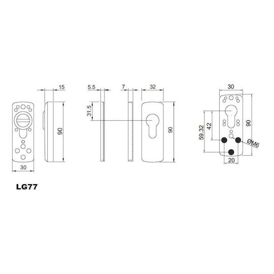 Disec Defender Lock Aluminium doors Gray